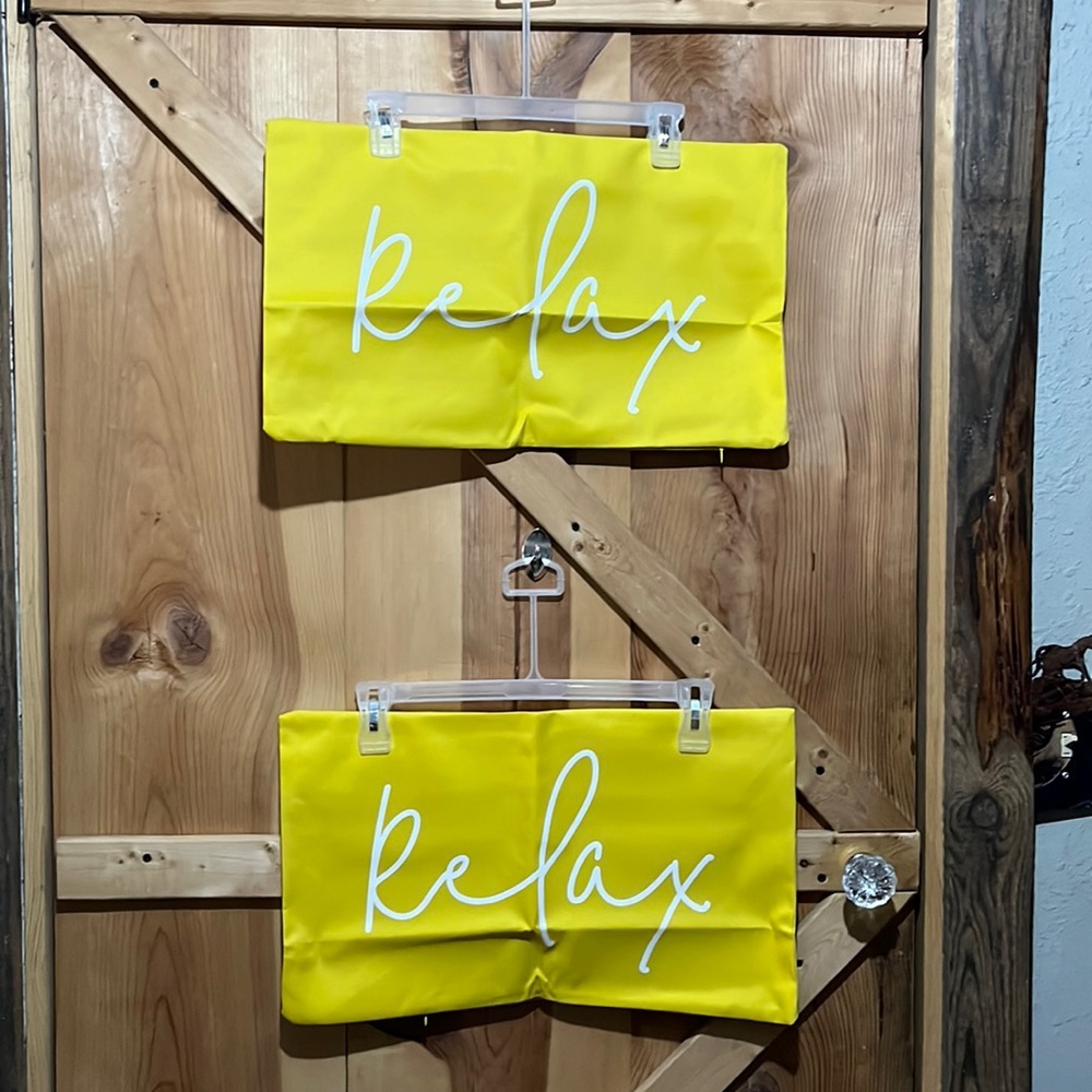 New Relax yellow with white graphics outdoor throw pillow covers